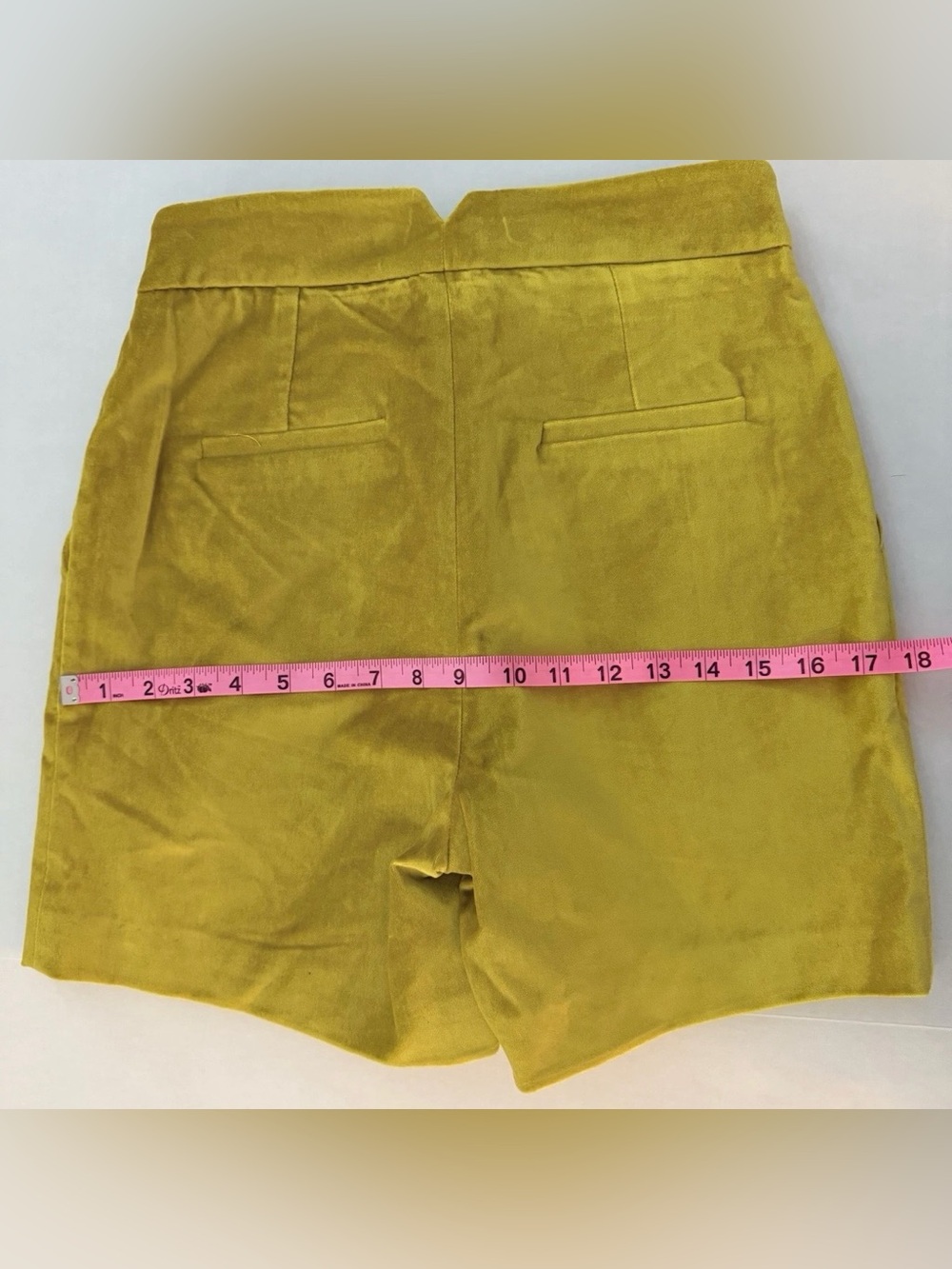 Karen Millen Soft Lined Mustard Yellow Velvet Pleated A-Line Dress Shorts Size 4 - Picture 6 of 12